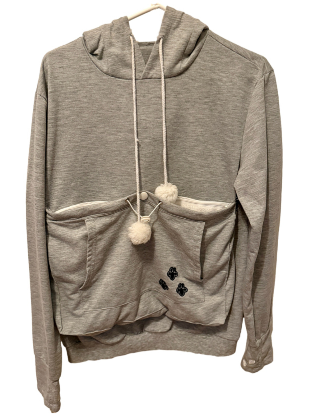 Women's Unbranded Pet Pouch Hoodie Sweatshirt Size M - L Grey